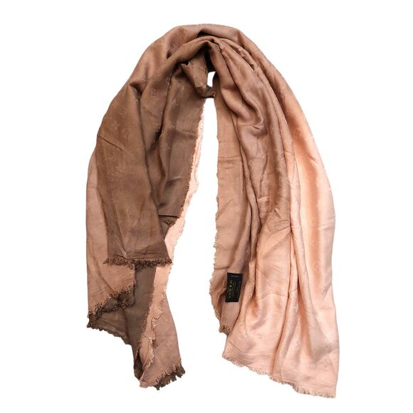 LOUIS VUITTON LV Vintage Pink & Brown Ombre Monogram Scarf Shawl Wrap - Picture 3 of 14
